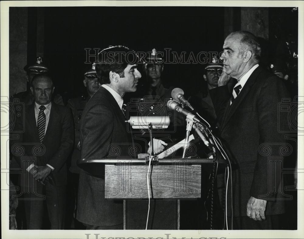 Press Photo Frank Trabucco Sworn in as state Police Commissioner Gov Dukakis - Historic Images