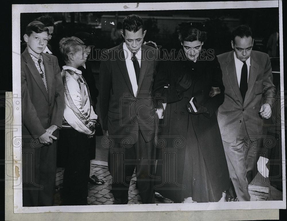 1955 Press Photo Billy McGrath Funeral boy slain funeral parents - RSL91059 - Historic Images