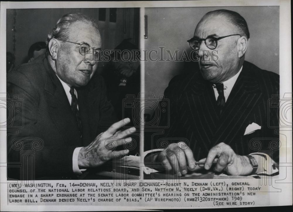 1949 Press Photo Robert Denham & Sen Matthew Neely off W V - RSL87853 - Historic Images
