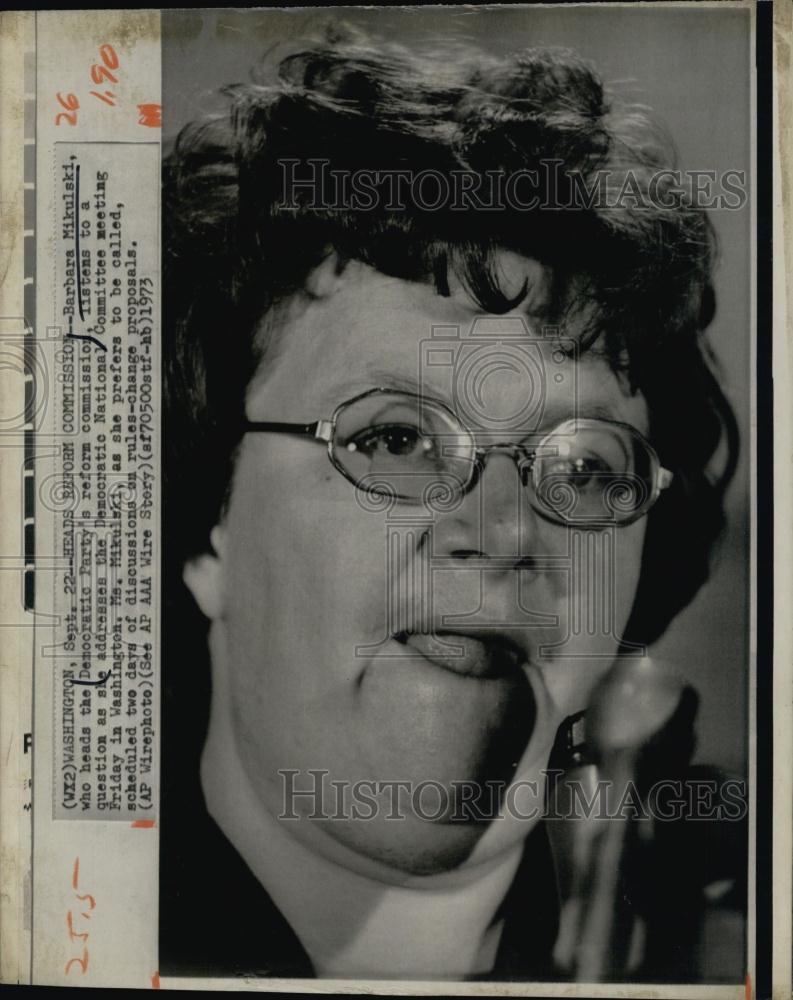 1973 Press Photo Barbara Mikulski, Head of Democratic Party&#39;s reform commission - Historic Images