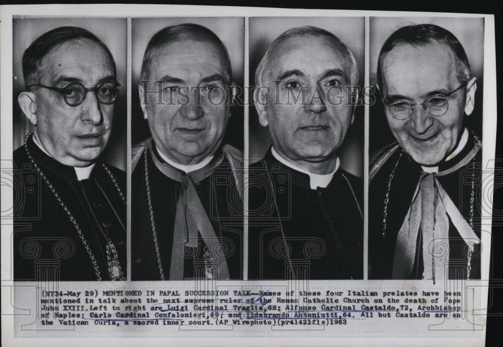 1963 Press Photo Italian Prelates Cardinals, Luigi Traglia, Alfonso Castaldo, - Historic Images