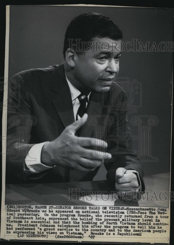 1967 Press Photo Massachusetts Senator Edward Brooke Face The Nation Appearance - Historic Images