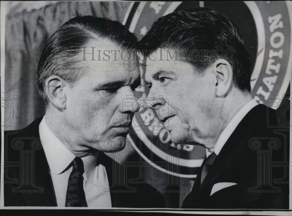 1969 Press Photo Gov Ronald Reagan, Gov Francis Sargent - RSL89465 - Historic Images