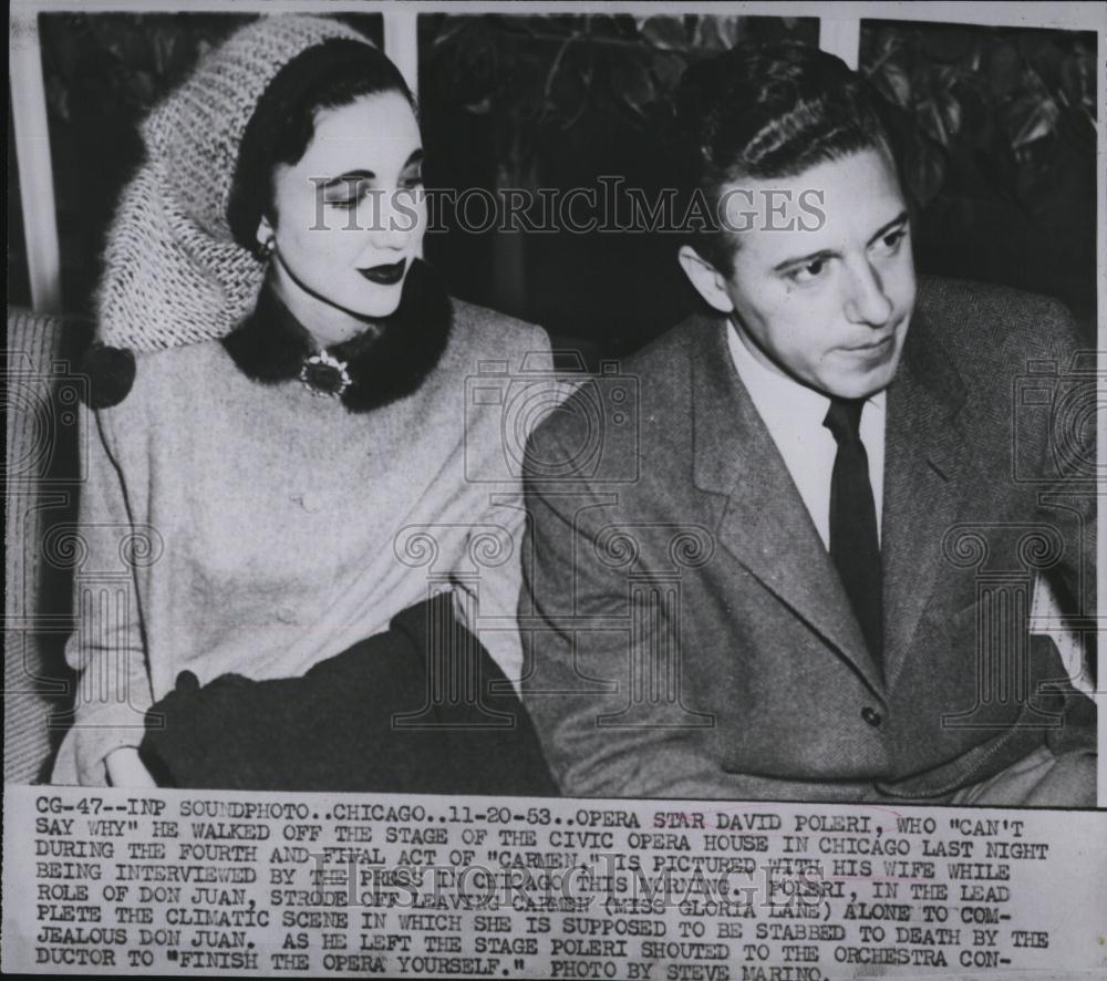 1953 Press Photo Opera Star David Polie walked off stage during performance - Historic Images