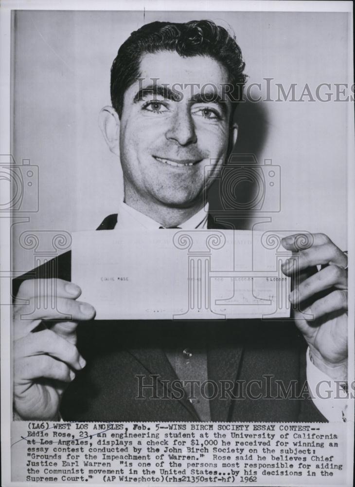 1962 Press Photo Eddie Rose Engineering Studen University of California essay - Historic Images