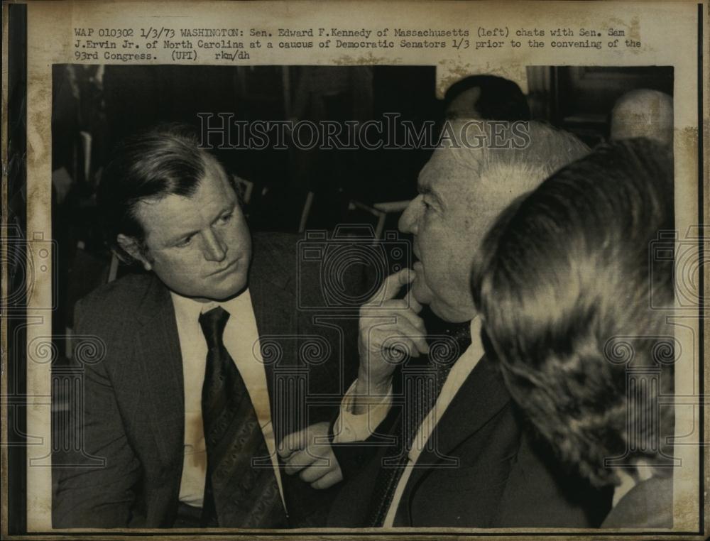 1973 Press Photo Senator Edward F Kennedy of Massachusetts Sen Sam J Ervin Jr - Historic Images