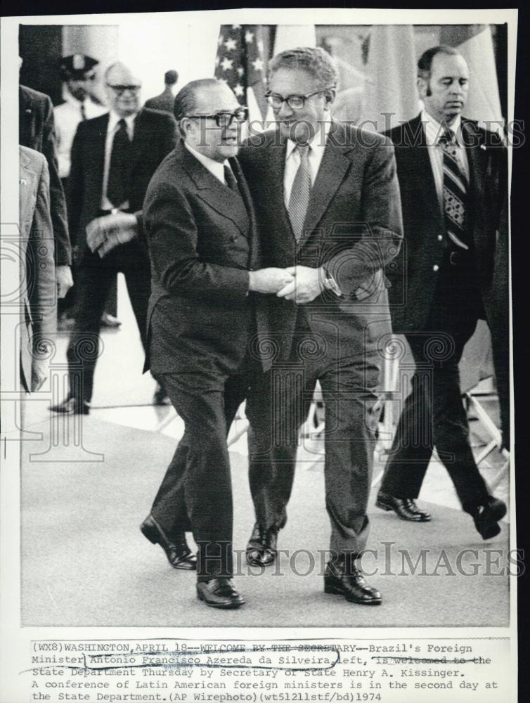 1974 Press Photo Foreign Minister Antonio Azerada da Silveria of Brazil - Historic Images