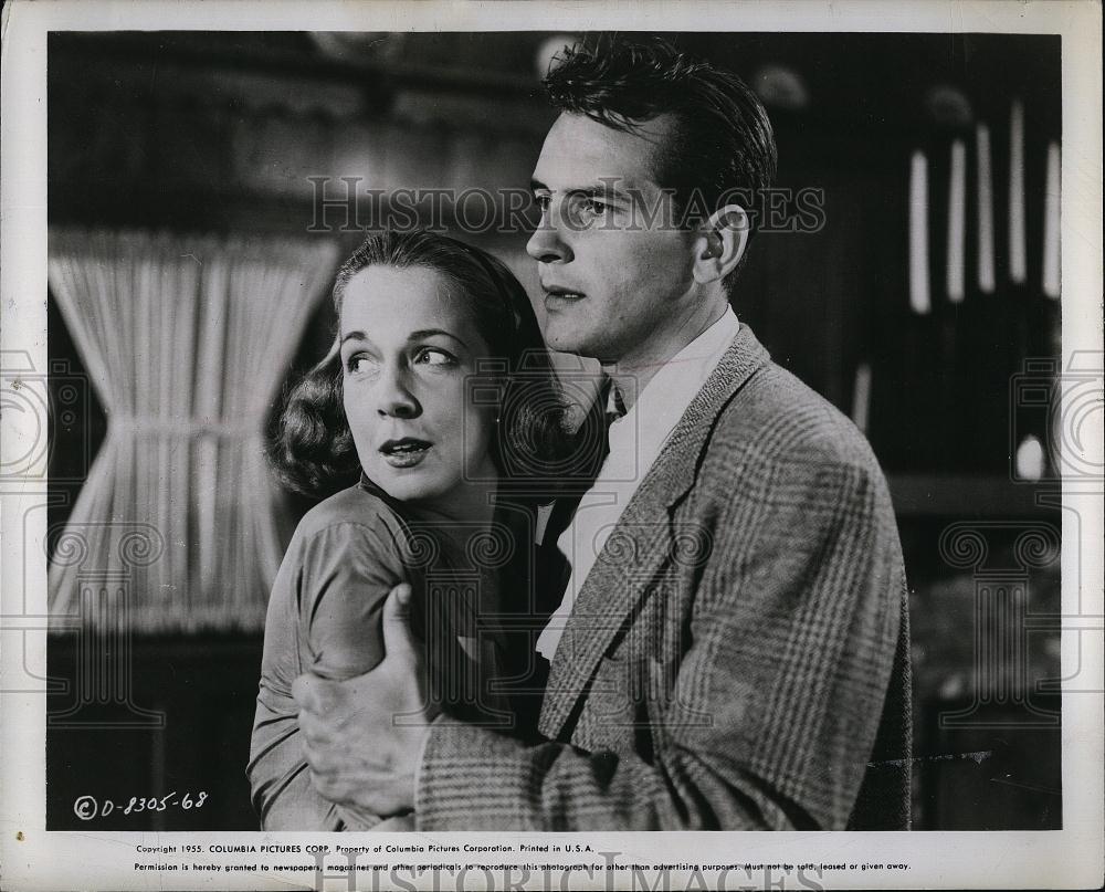 1955 Press Photo Hildy Parks, John Kelly "The Night Holds Terror" - RSL90033 - Historic Images