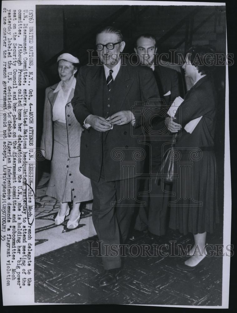 1955 Press Photo Jules Moch French Delegate United Nations Headquarters - Historic Images