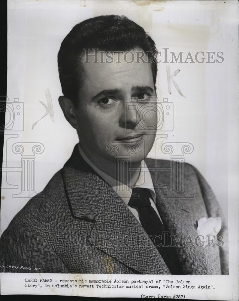 1949 Press Photo Actor Larry Parks in &quot; The Jolson Story&quot; - RSL78535 - Historic Images