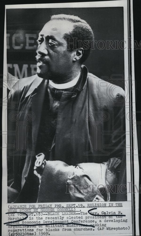 1969 Press Photo Rev Calvin B Marshall, Black Economic Development Conference - Historic Images