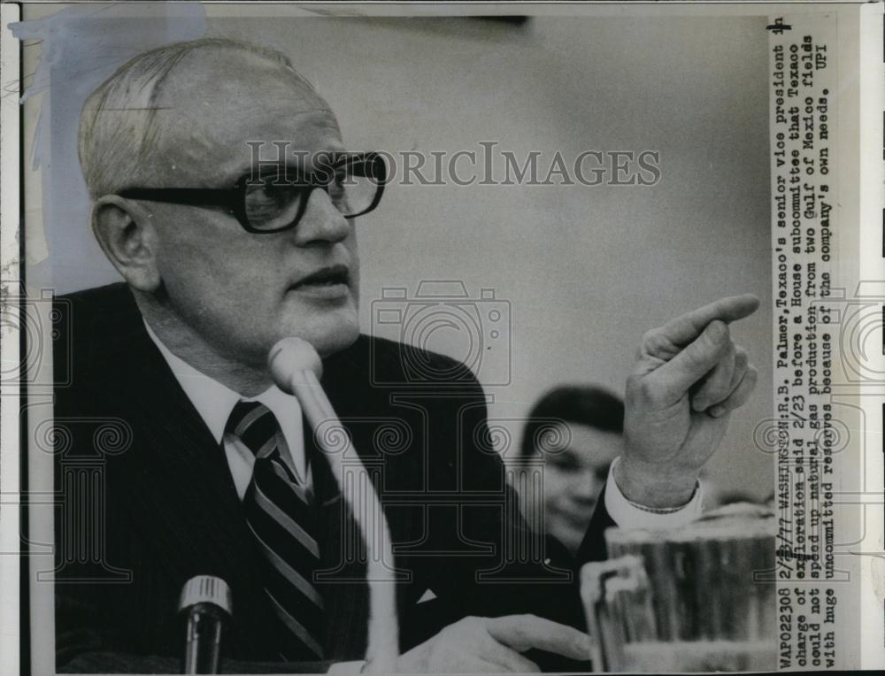 1977 Press Photo R B Palmer of Texaco speaking to House Subcommittee - Historic Images