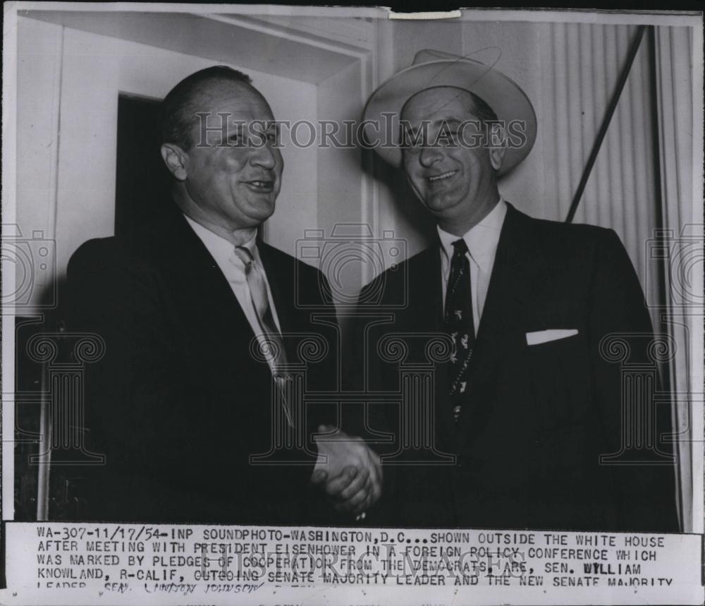 1954 Press Photo Senator's Lyndon Johnson & William Knowland - RSL85915 - Historic Images