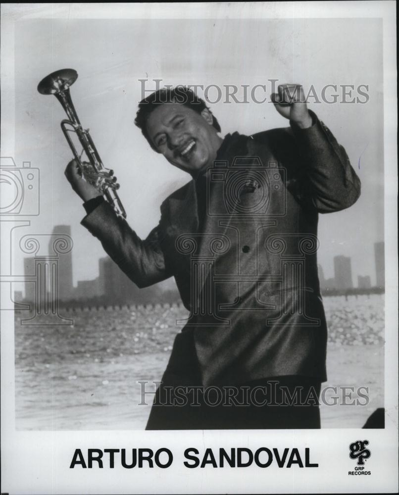 1991 Press Photo Trumpet player, Arturo Sandoval on GRP Records - RSL79415 - Historic Images