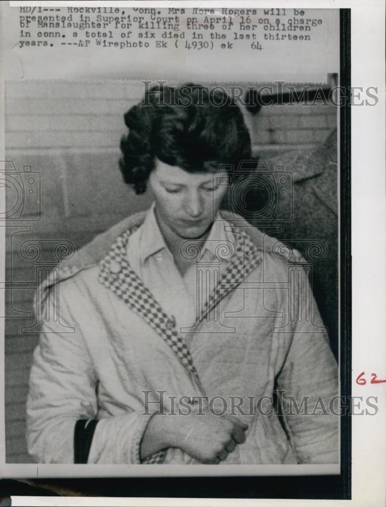 1964 Press Photo Nora Rogers Accused Of Killing Her Three Children - RSL65619 - Historic Images