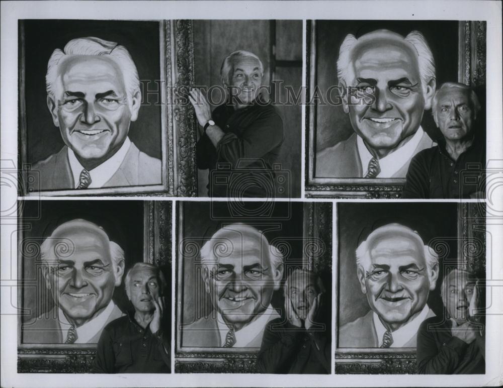 Press Photo Actor Ted Knight and painting of himself - RSL86089 - Historic Images