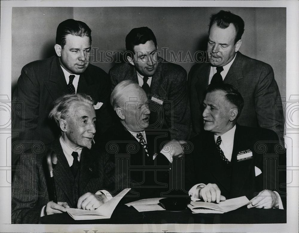 1949 Press Photo US Mayors Emile Vinck , Mayor Cooper Green , Joseph A Smith - Historic Images