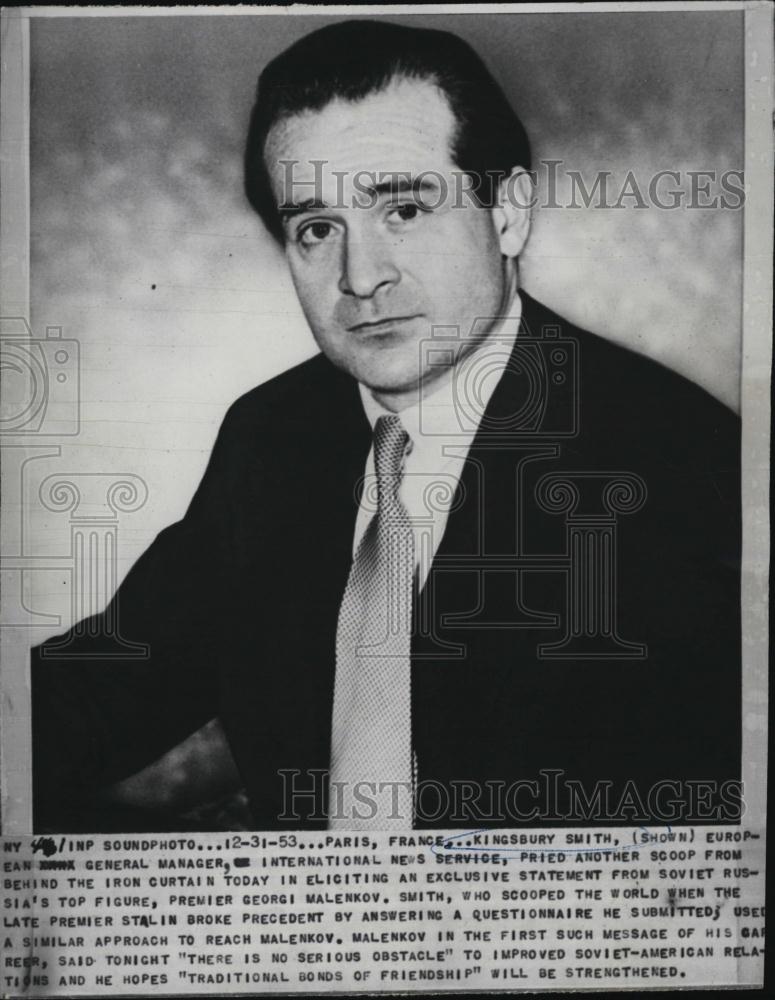 1953 Press Photo Kingsbury Smith General Manager International news Service - Historic Images