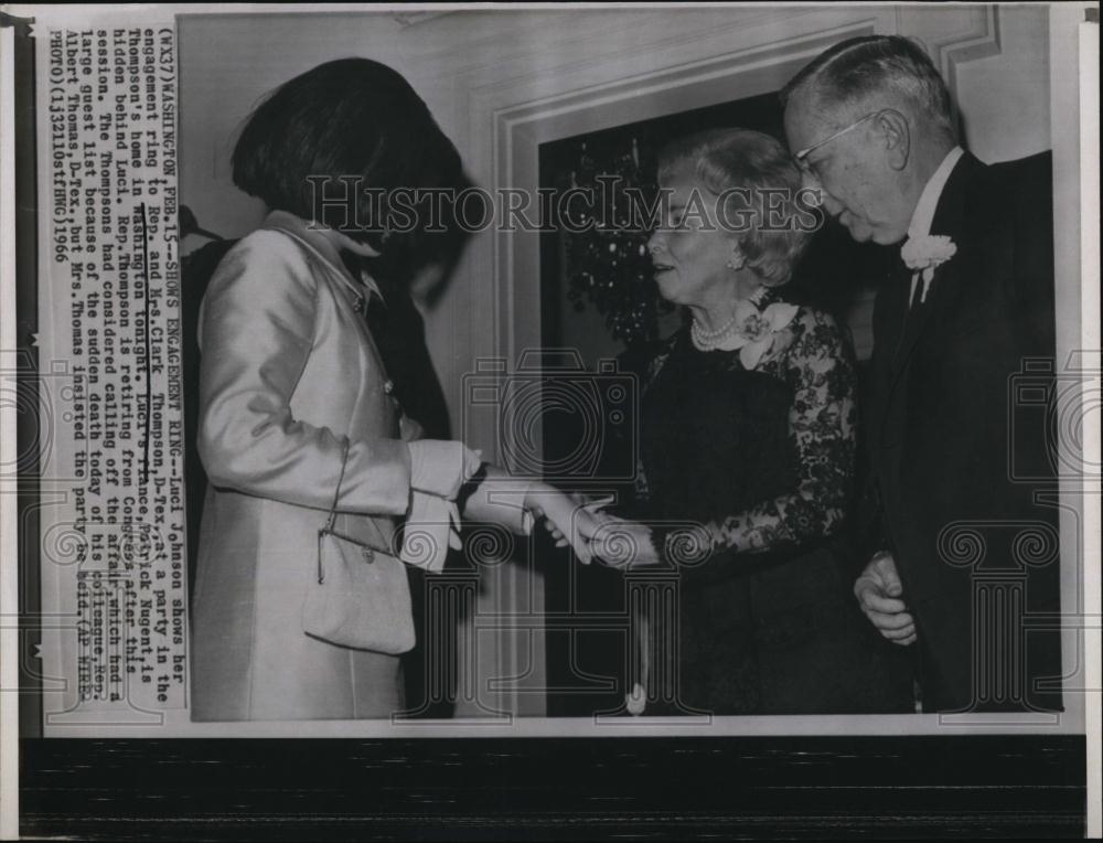 1966 Press Photo Luci Johnson, Mr, Mrs Clark Thompson, Congress, Patrick Nugent - Historic Images