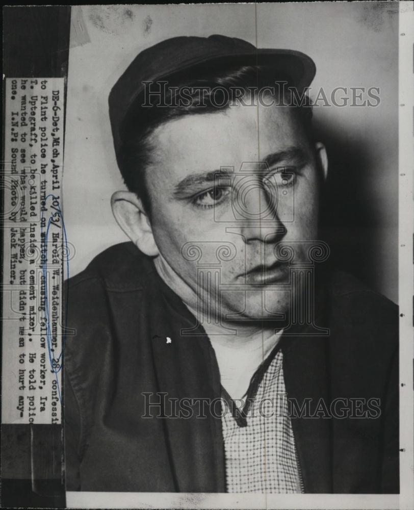 1953 Press Photo H Weidenhammer confessed to turning on mixer that killed a man - Historic Images