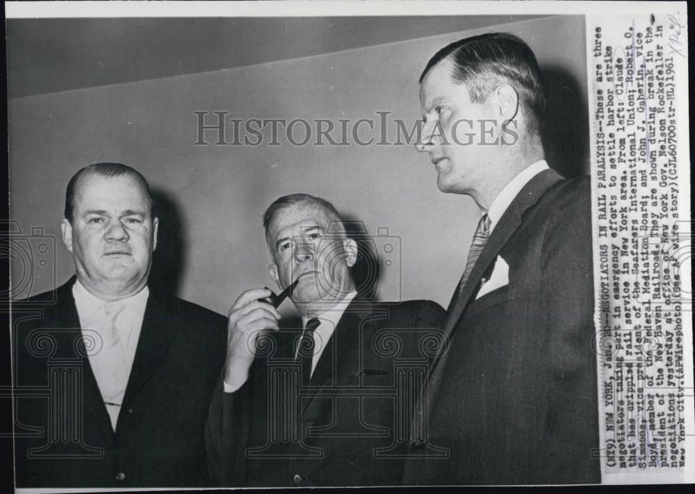 1961 Press Photo Claude Simmons RObert O Boyd John J Gaherin, New York Gov - Historic Images