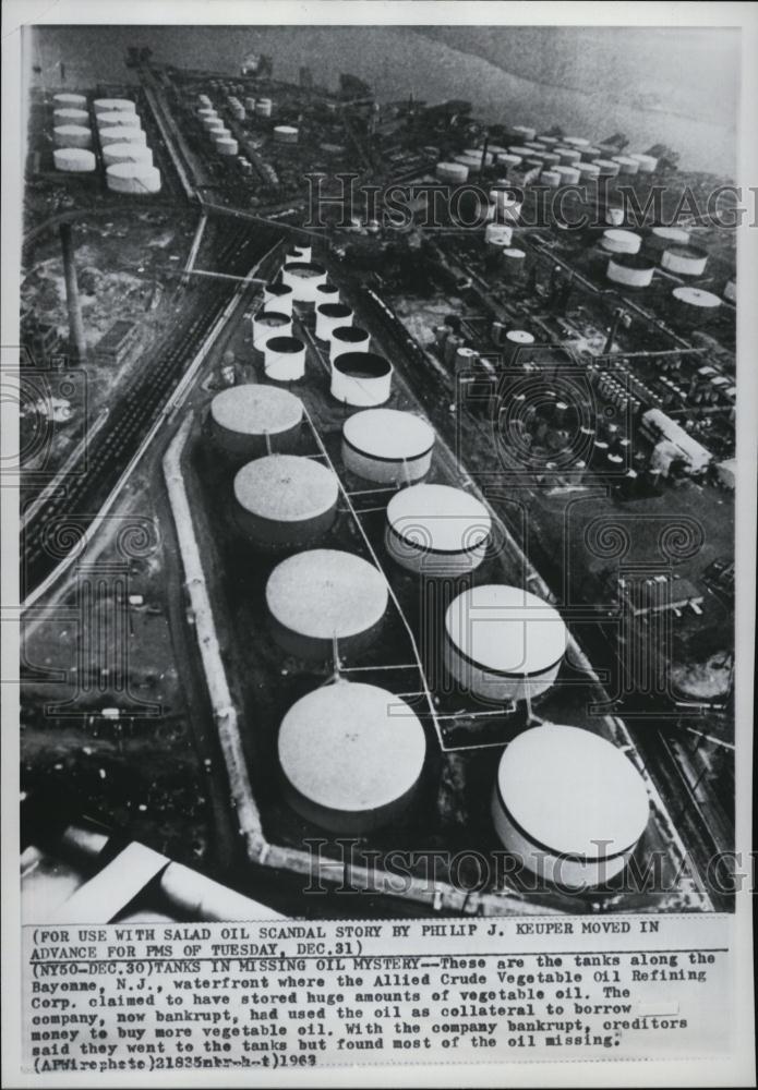 1963 Press Photo Tanks where Allied Crude Vegetable Oil stored vegetable oil - Historic Images