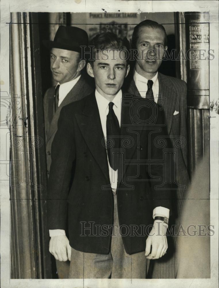 1938 Press Photo Donald Carroll Jr Taken From Home In Connection With Murder - Historic Images