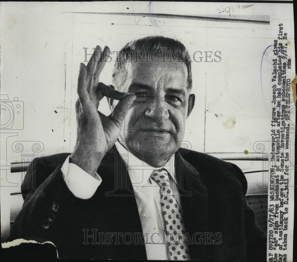 1963 Press Photo Mobster Joseph Valachi Testifying Senate Hearings - RSL46237 - Historic Images