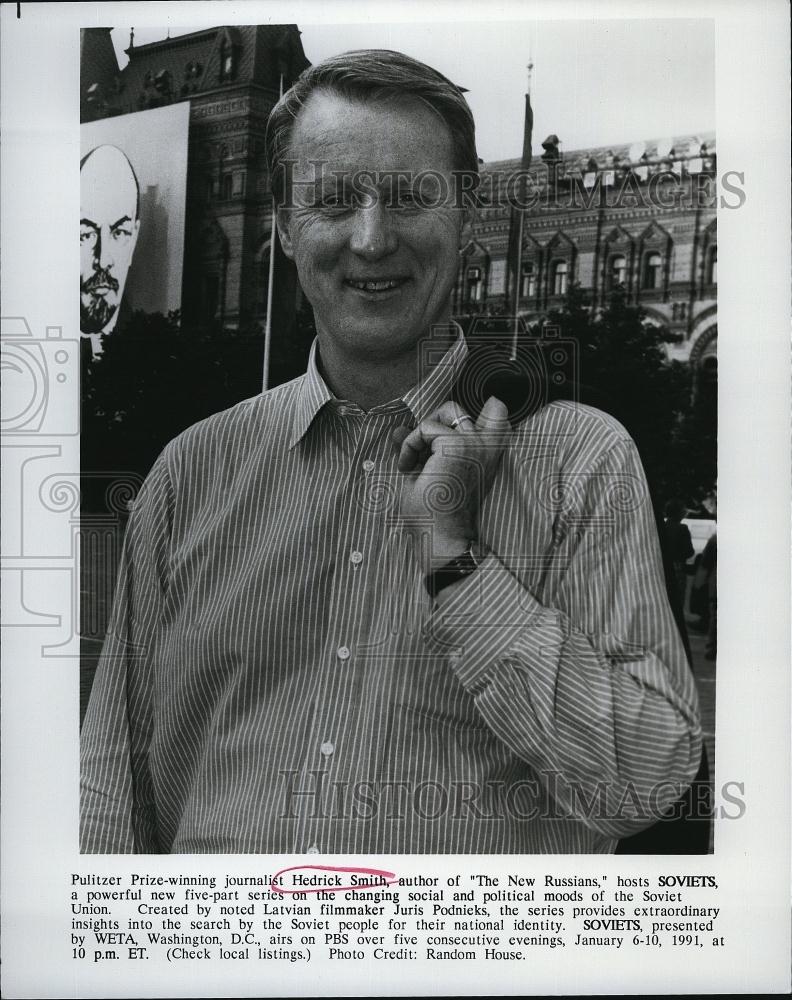 1991 Press Photo Pulitzer Price-winning journalist Hedrick Smith &amp; author - Historic Images