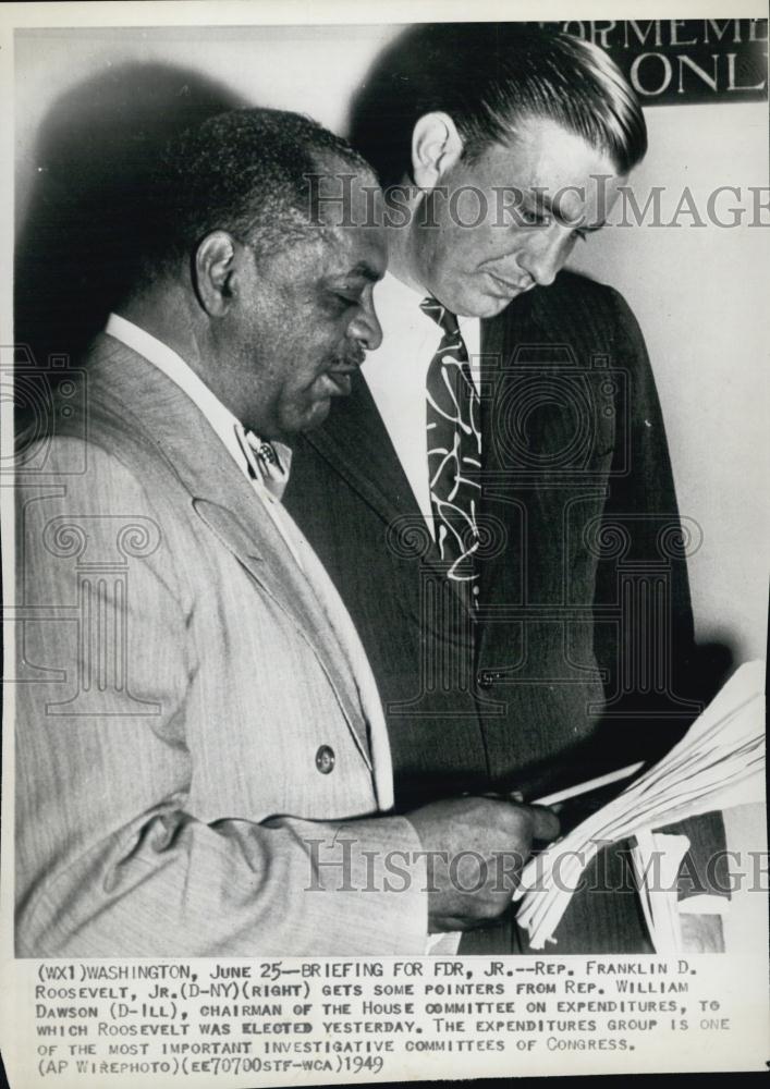 1949 Press Photo Rep Franklin D Roosevelt, Jr Rep William Dawsom Chairman - Historic Images