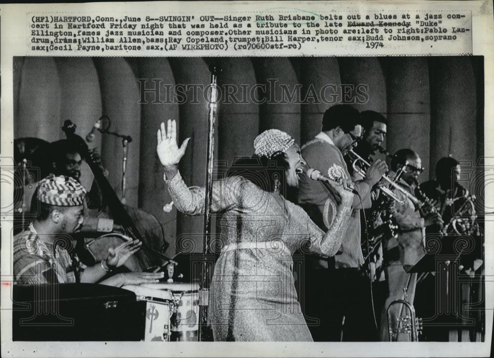 1974 Press Photo Singer Ruth Brisbane Performs At Blues Concert - RSL89041 - Historic Images