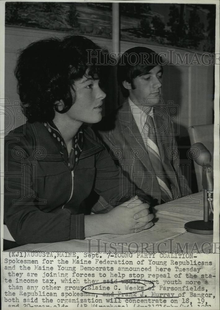 1971 Press Photo Elaine Weeks, Frank Murray of Maine Federation of Young GOP - Historic Images