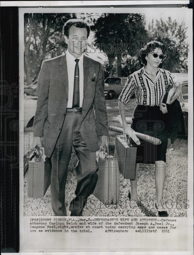 1961 Press Photo Defense Attorney Carlton Welch, Imogene Peel - RSL62115 - Historic Images