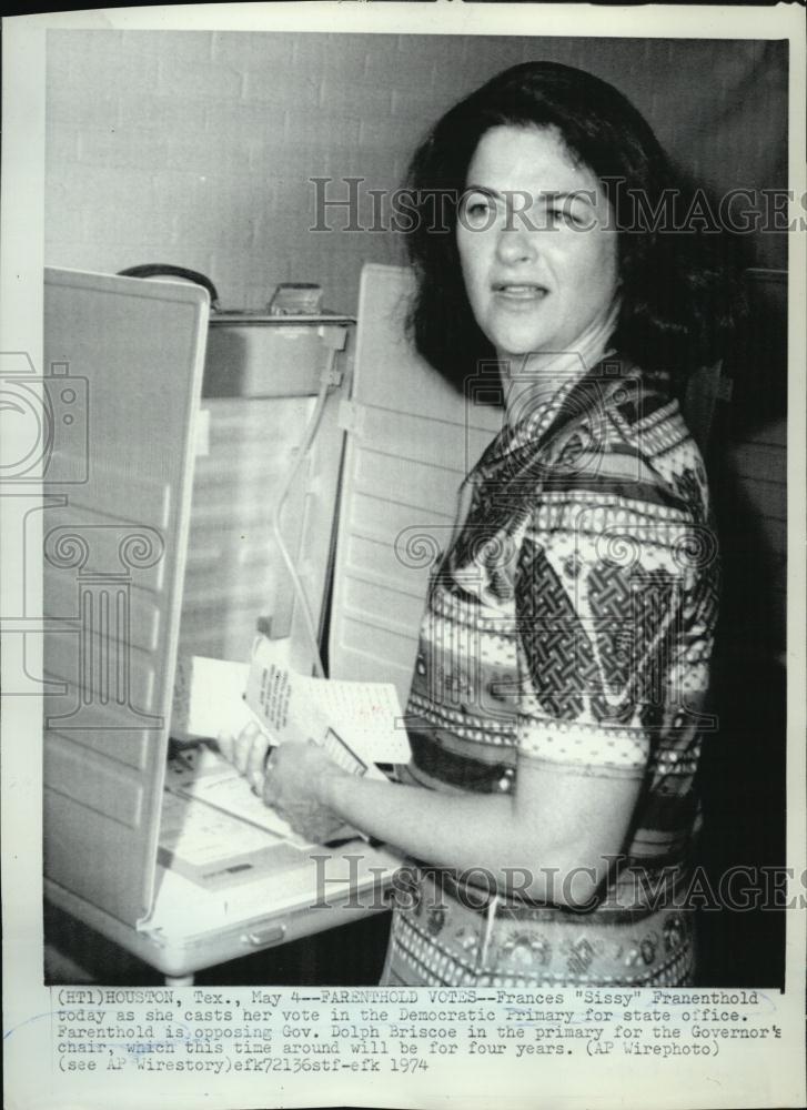 1974 Press Photo Frances Sissy Franthold Casting Vote As Governor - RSL44901 - Historic Images