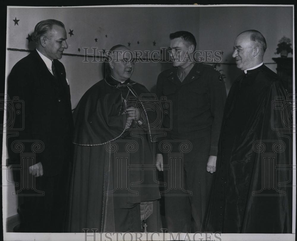 1949 Press Photo Francis Cardinal Spellman, Joseph F Lamb Capt Martin J - Historic Images