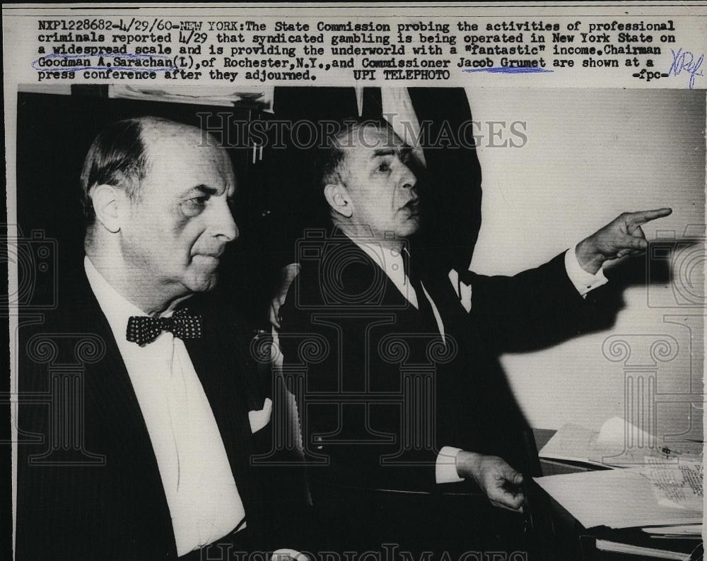 1960 Press Photo NY State Comm Goodman A Sarachan & Jacob Grumet - RSL90553 - Historic Images