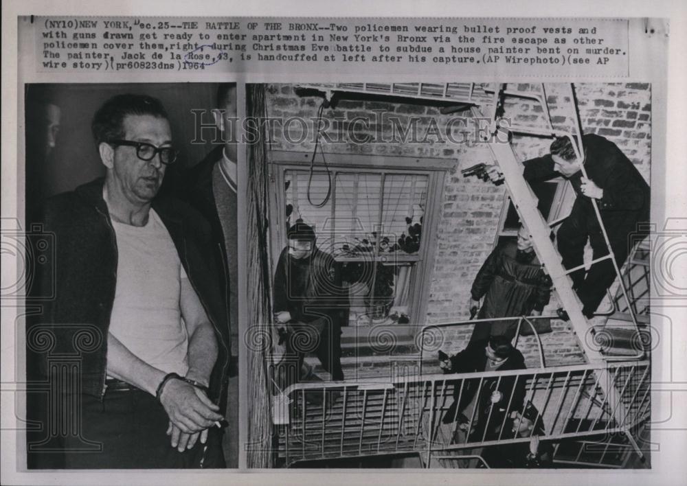 1964 Press Photo Policemen Arrest Jack de la Rose After Standoff - RSL89221 - Historic Images