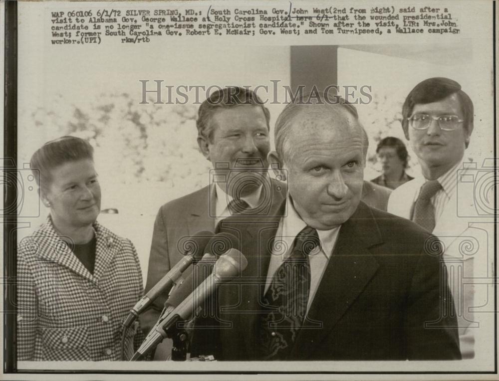 1972 Press Photo John West, Governor South Carolina, Robert McNair, T Turnipseed - Historic Images