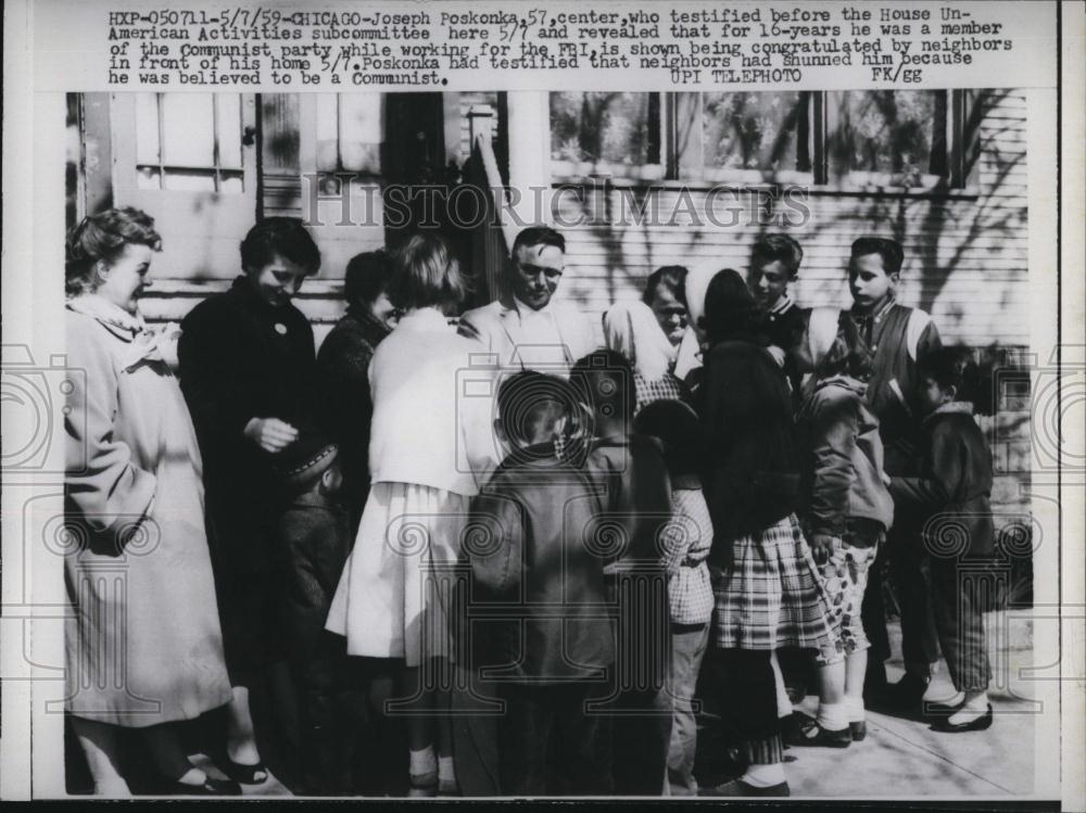 1959 Press Photo Joseph Poskonka, communist &amp; his neighbors - RSL86449 - Historic Images