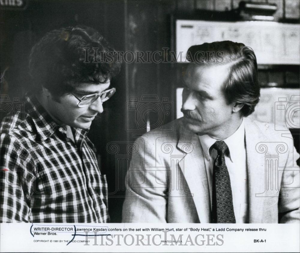 1981 Press Photo Writer/director Lawrence Kasdan & William Hurt "Body Heat" - Historic Images