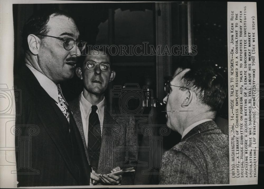 1948 Press Photo Dr John Kerr Rose of Library of Congress &amp; Specil House Comm - Historic Images