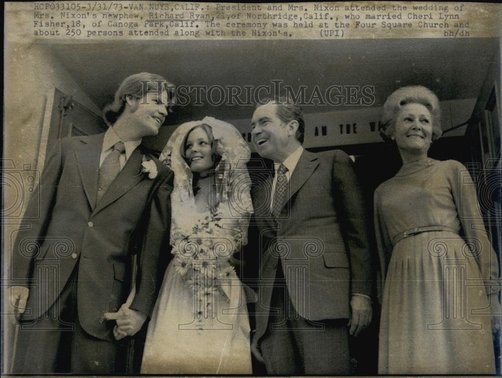 1973 Press Photo President Nixon at his nephew, Richard Ryan&#39;s, wedding - Historic Images