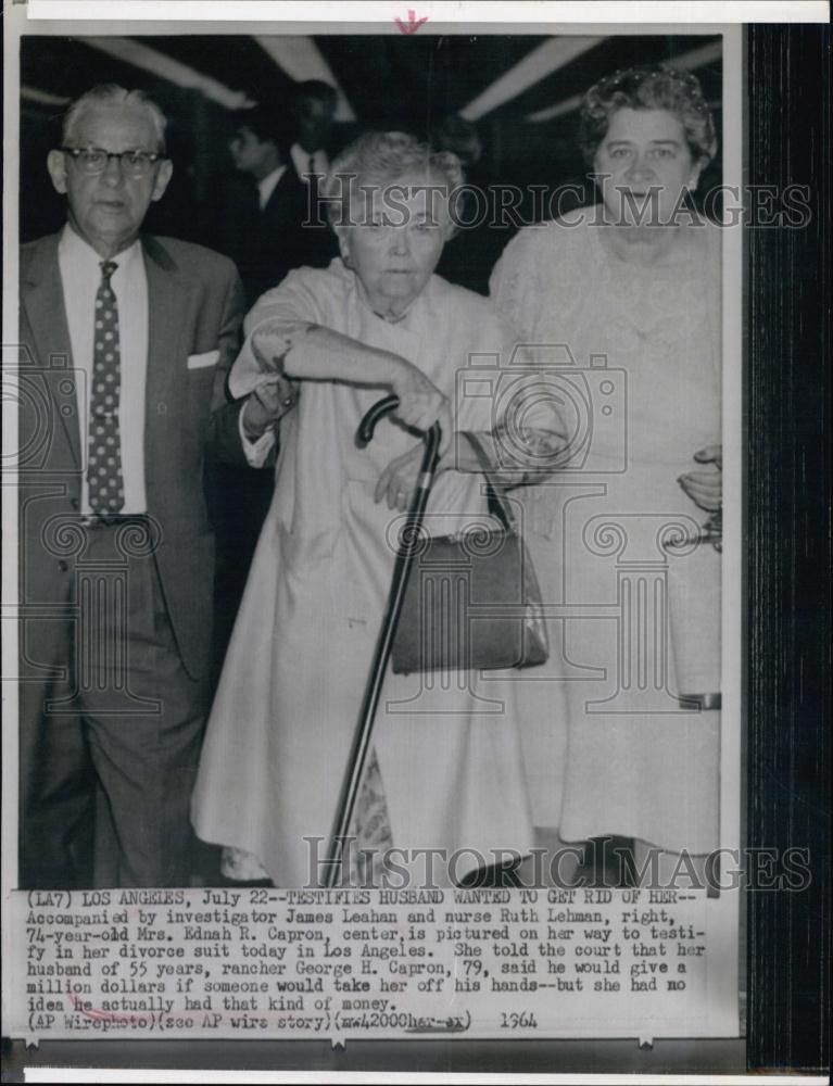 1964 Press Photo Mrs Ednah R Capron, James Leahan, Ruth Lehman - RSL62 ...