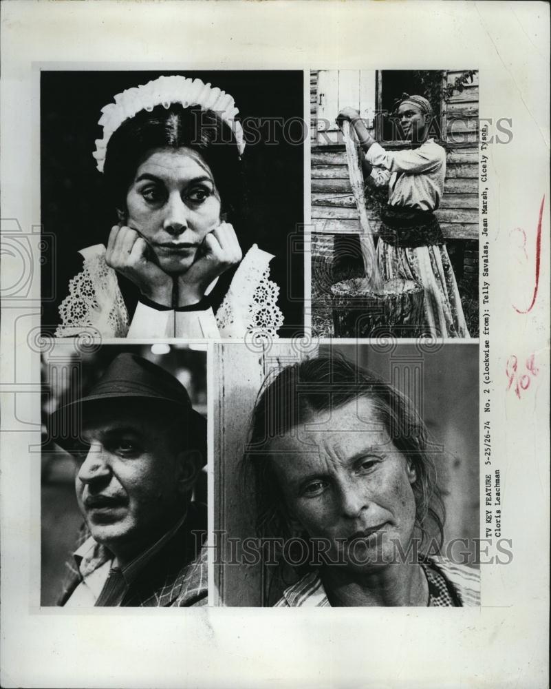 1974 Press Photo Jean Marsh Telly Salvalas,Cicely Tyson &quot;Upstairs Downstairs&quot; - Historic Images