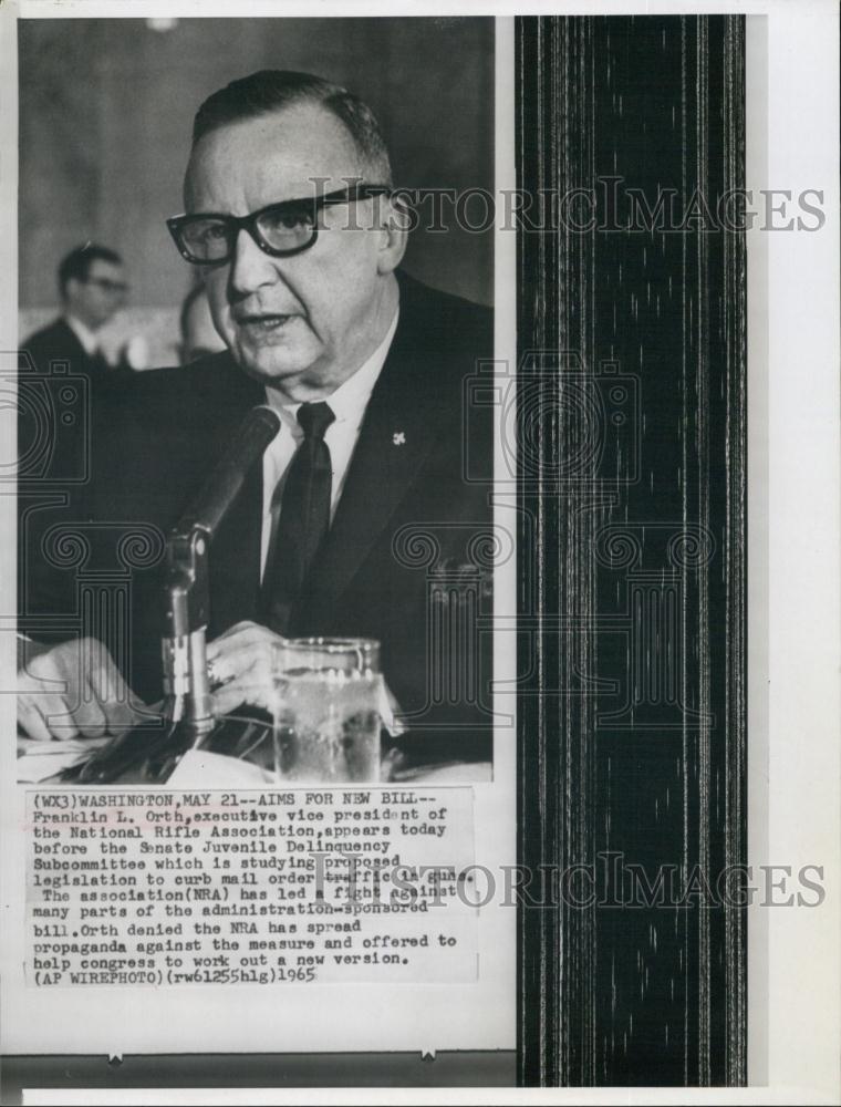 1965 Press Photo Frankling L Orth, Executive VP of National Rifle Association - Historic Images