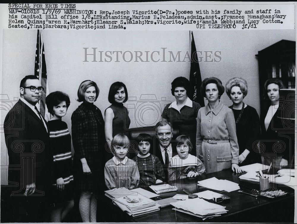 1969 Press Photo Rep Joseph Vigorito with Family and Staff - RSL90089 - Historic Images