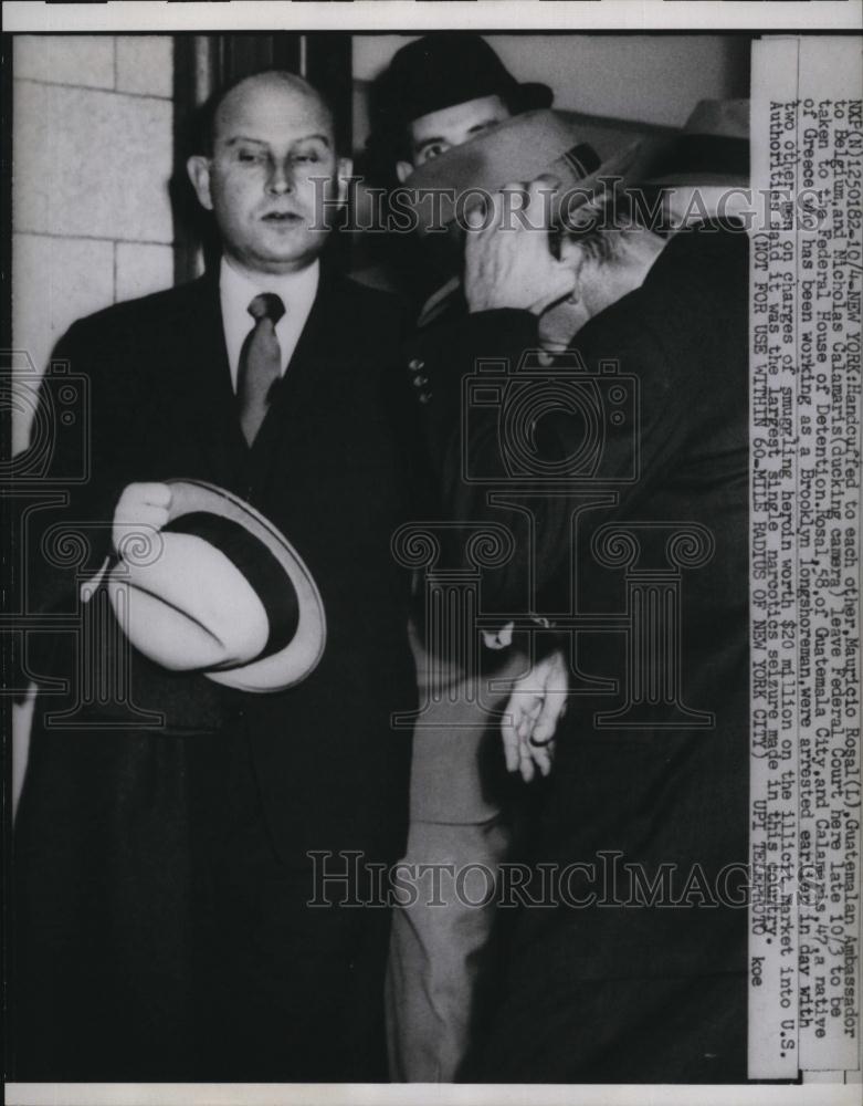 1960 Press Photo Mauricio Rosal, Guatemalan Ambassador to Belgium, N Calamaris - Historic Images