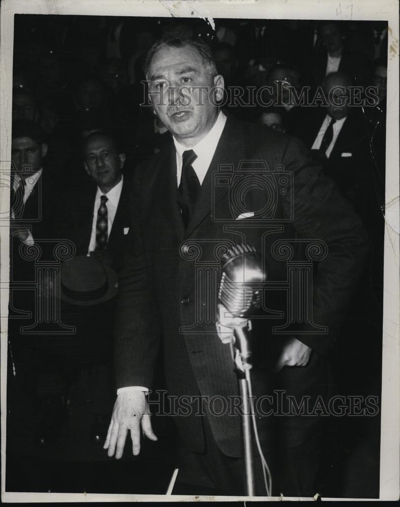 1957 Press Photo Dr Sidney Farber, Head, Children&#39;s Medical Center, Testifies - Historic Images