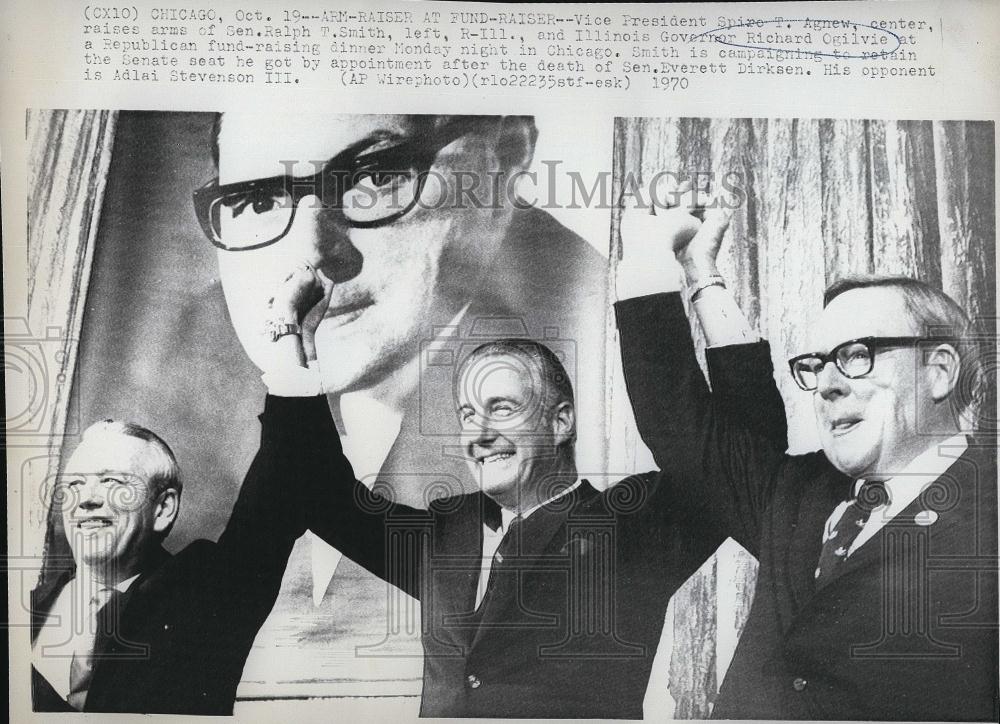 1970 Press Photo VP Spiro Agnew, Sen R Smith of Ill & Ill Gov R Ogilvie - Historic Images