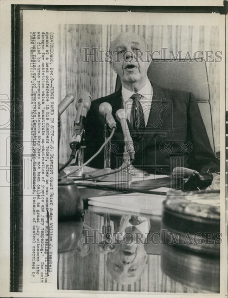 1968 Press Photo US District Court Chief Judge William J Campbell news - Historic Images